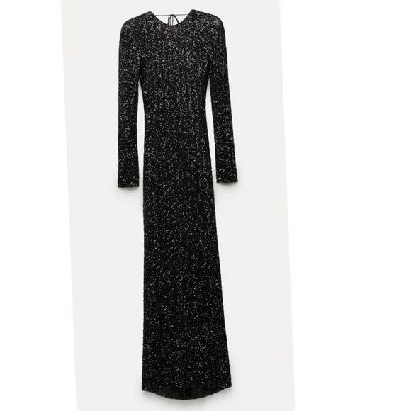 Zara Shoulder pad sequin dress
